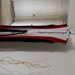 Red, white, black strapless one piece